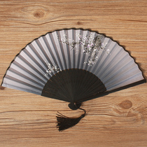 Chinese style retro silk female fan Summer Lady folding fan silk fan plum blossom small folding fan
