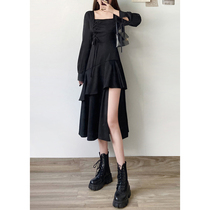 Spring skirt womens dress 2021 New Black long waist slim long sleeve temperament