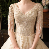 Main wedding dress 2021 bride new one shoulder V collar luxury slim body slim Palace Hepburn Super fairy