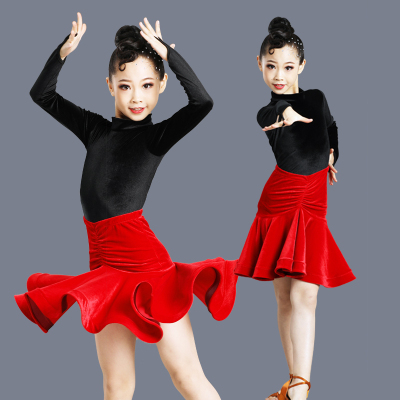 Latin dance training clothes for women and children professional split long sleeve children's Latin Dance Dress regulation performance competition