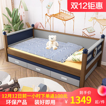 Childrens bed with guardrail 1 2 baby single bed boy solid wood fence bed girl baby bed 1 meter splicing bed