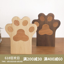Solid wood Cat Paw Book Stand Book Stand Table Wooden Book Blocking Black Walnuts Bookend Desktop Book Close By Book Clip Bezel Book Brace