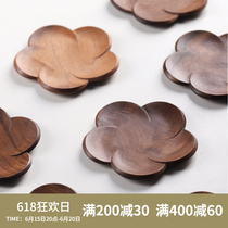 Original Day Style Black Walnuts Wood Flowers Tea Cup Mat Solid Wood Quality Heat Insulation Jug Bearing Creative Coffee Cup Totea Aisle Tea Mat