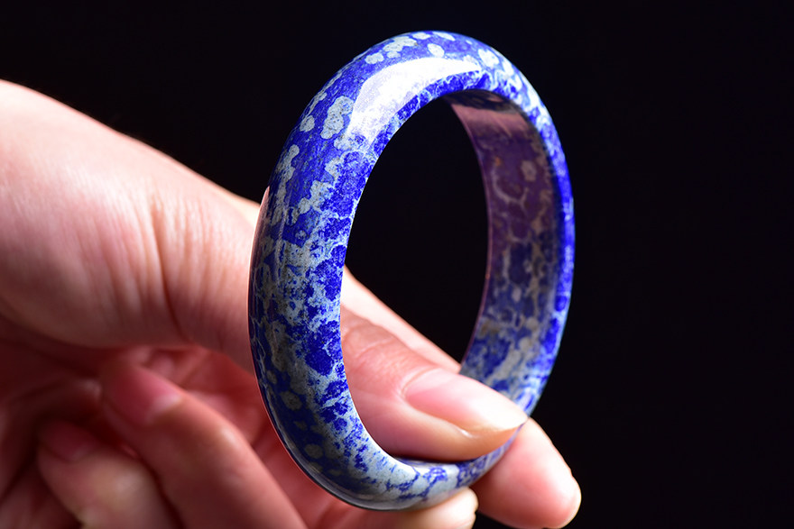 3克 60.5mm 收藏款阿富汗老料青花瓷青金石手镯女款