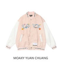 MOAXJ Original Tide Brand Guochao Autumn Dress Japanese Letter Print Jacket Jacket Casual Baseball Clothing Mens Womens