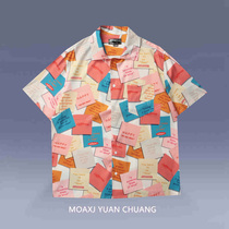 MOAXJ original trendy brand clothing national tide Japanese simple casual shirt top cotton Hong Kong flavor men and women loose ins