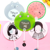 Creative Cartoon Small Fan Summer Plastic Round Fan Cute student Portable Little Clear New Child Gift Shake Fan