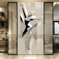 Simple art glass double-sided frosted tempered craft screen living room partition entrance entrance dance girl modern style