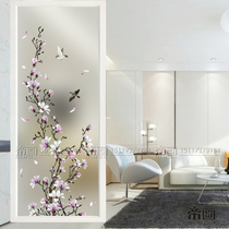 Modern art glass screen sliding door partition home improvement porch crossing carved frosted double-sided transparent transparent transparent flowers and birds