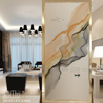 Modern simple art glass entry porch living room screen partition living room aisle TV background wall ink painting