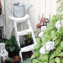 Retro gardening solid wood folding flower frame plastic balcony for old multi-meat anti-corrosion wood frame chair outdoor