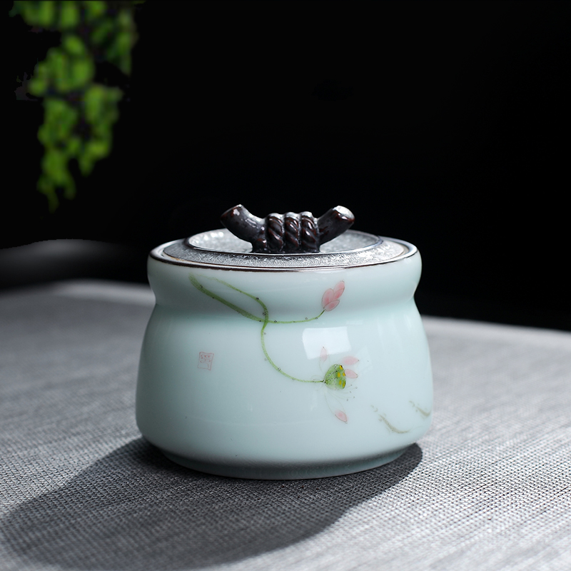 DH general green tea jingdezhen ceramic tea caddy fixings seal pot of tea cake celadon store receives the tea pot