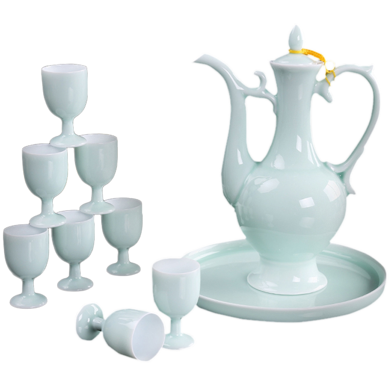 DH liquor wine suits for Chinese jingdezhen hip ceramics thin body porcelain household celadon vintage wine