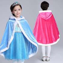 Halloween Frozen Thickened Shawl Girls Princess Cape Children baby Cute warm hooded shawl