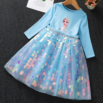 Frozen princess dress Aisha girl Autumn dress cotton children Aisha foreign skirt 2020 New