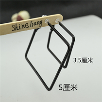2021 new European and American big temperament large ring earrings ear clip womens fashion wide square large ear ring without ear pierced earrings