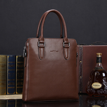 Zhuo Fan Armani handbag mens vertical leather simple messenger bag business cowhide briefcase A4 file bag