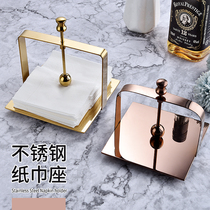 Hotel creative stainless steel napkin holder Restaurant desktop vertical paper pressure napkin seat West Hall tissue holder ornaments