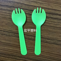 Disposable spoon Fork 80 plastic small fork spoon thickened cake dessert spoon plate fork combination