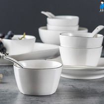 Japanese square bowl Rice bowl Ceramic porridge bowl Creative household breakfast small bowl Special bowl Vintage