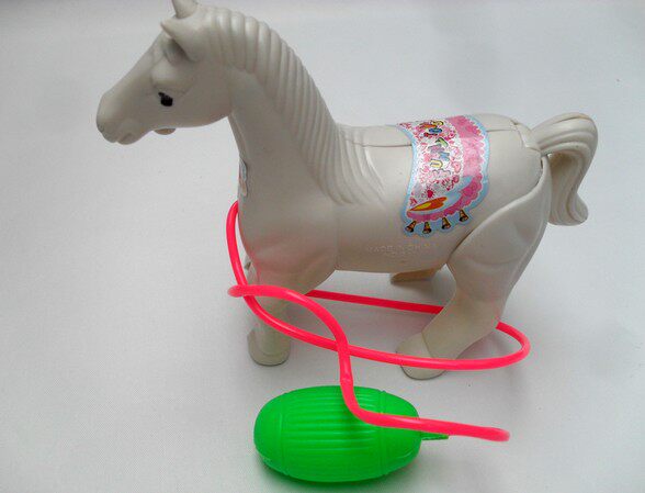 80后 怀旧玩具 塑料压气小马 捏捏 耐磨线控 经典跳跳马