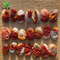 Xinjiang three-color gold silk jade pendant sweater chain bead chain Jade brand Peony Flower beaming eyebrow Jade Brand Hollow card