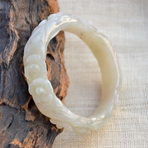 Hetian jade bracelet jade bracelet ladies Bracelet 55 circle mouth green Xinjiang dont material Hetian Jade sugar white jade carved bracelet