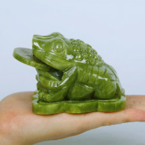 Pure jade golden toad fortune ornaments jade carving three-legged toad three-legged golden cicada store opening office gift wangcai