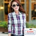 Áo sơ mi cotton nữ mỏng, áo sơ mi kẻ sọc chống nắng nữ dài tay xuân hè, áo khoác dạ mỏng plus size phiên bản hàn quốc - Áo sơ mi dài tay