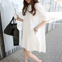 bf style short-sleeved shirt womens summer mid-length Korean version loose thin large size casual shirt wild top shirt skirt