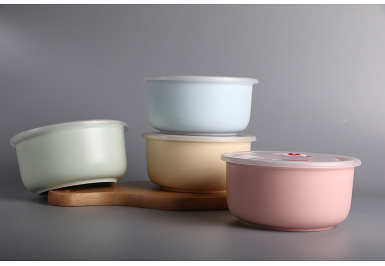 陶瓷微波炉饭盒 便当盒家用保鲜碗三件套圆形泡面碗套装密封带盖_7折