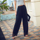 Clearance Summer Beach Pants Vacation Loose Large Waist Skirt Gold Silk Chiffon Skirt Wide Leg Pants Trousers