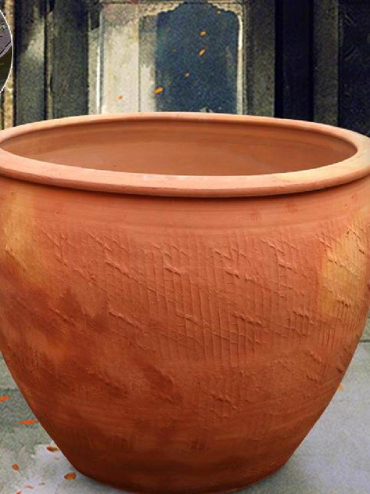 泥陶古法养鱼土陶盆无釉土陶缸