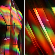 Rainbow Light Transparent Gradient Phantom Tpu Fabric Clothing Wind Raincoat Overdraft Film Waterproof Plastic Designer Fabric