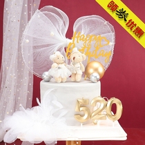 Bake cake decoration rhinestone puppet couple bear plug-in bride groom wedding bear party dress