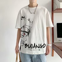 Gangfeng cartoon round neck T-shirt mens short sleeves Tide brand summer print half sleeve Korean loose versatile student body shirt