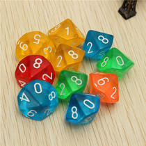 10-sided 0-9 transparent color(set of ten grains)Export multi-sided digital dice Ten-sided dice color dice throw