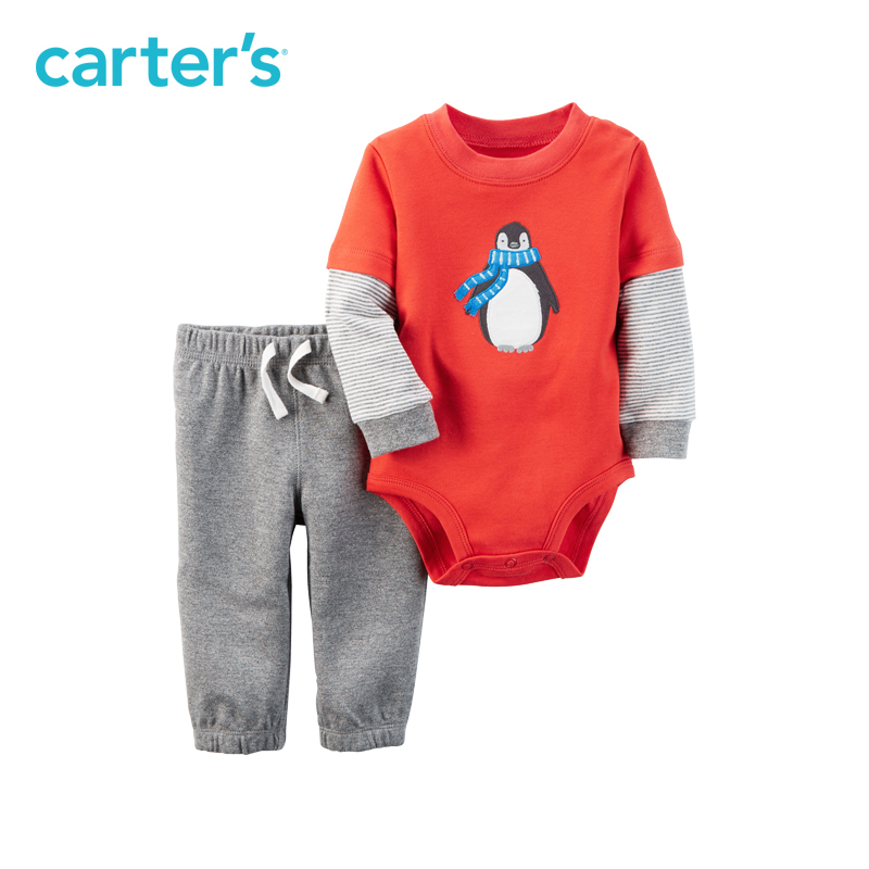 Carter's2件套装男婴长袖连体衣秋冬新款哈衣长裤宝宝童装121G843产品展示图1