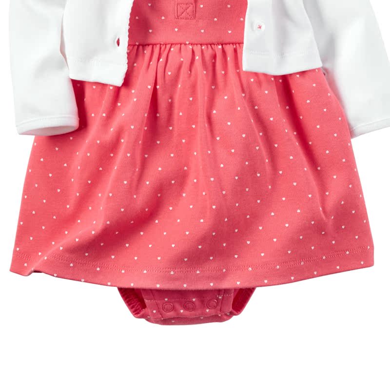 Carter's2件套装爱心短袖连衣裙连裆裙开衫全棉女婴儿童装产品展示图2