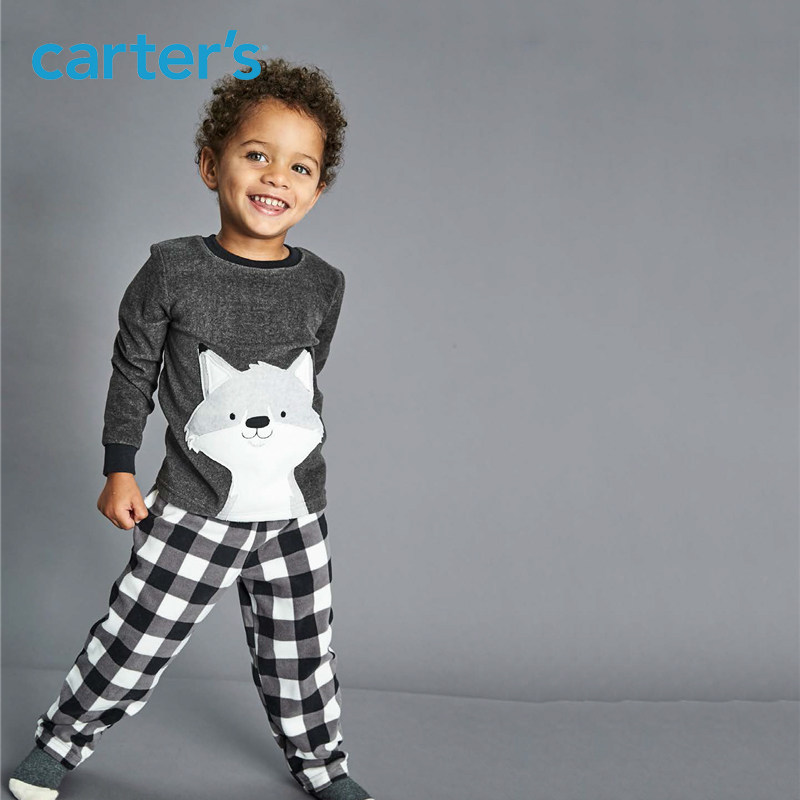 carters2件套装男婴儿上衣长裤宝宝摇粒绒家居服中童装多色可选z