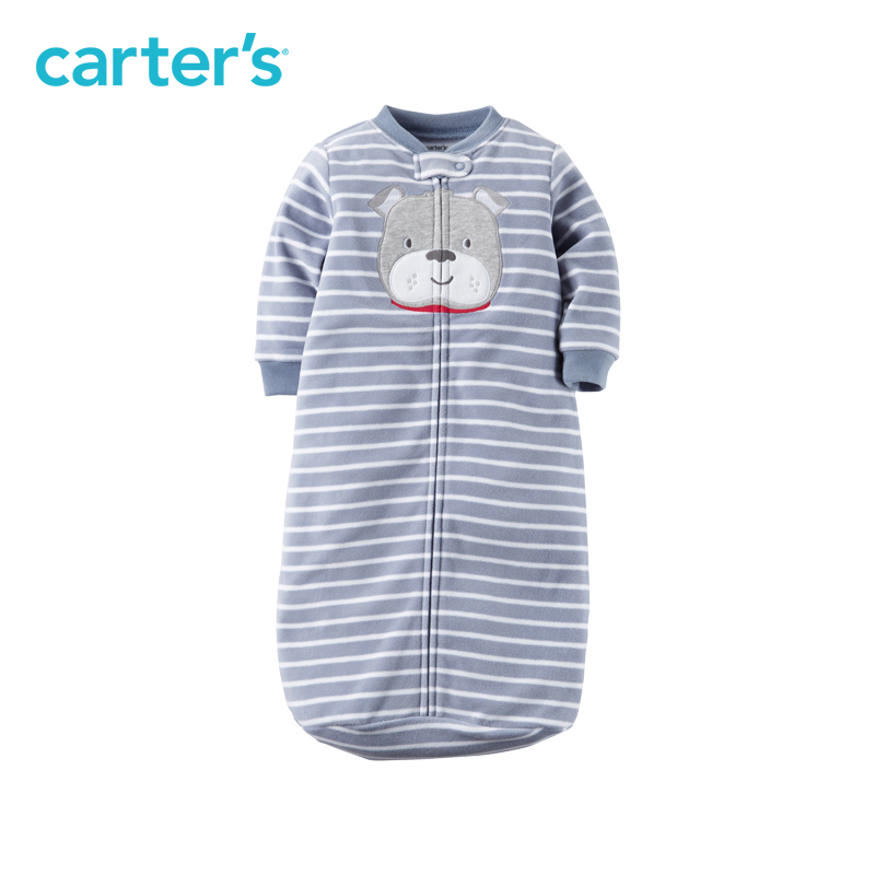 Carter's1件式男婴儿蓝色条纹长袖睡袋摇粒绒小狗宝宝用品118G624产品展示图3