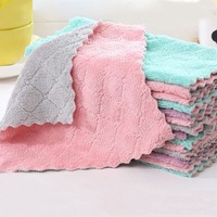 5.9!10条装厨房双层珊瑚绒洗碗巾抹布