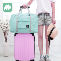 Trunk bag can cover the folding travel bag on the trolley case. Womens portable large-capacity portable aircraft is light