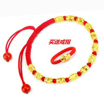This year of life red rope plated gold bead foot rope men and women transfer bead foot rope red rope men woven red rope foot rope K gold