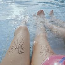 Dark tattoo sticker waterproof durable lace bow realistic sexy girl sticker thigh tattoo tattoo sticker