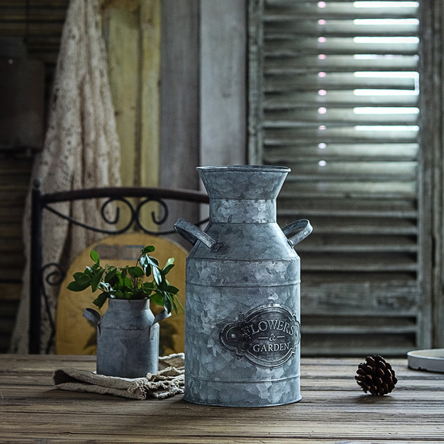 Vintage American Milk Jar Vase Flower Pot Metal Vase Garden Home Furnishing Decoration Decoration Vintage American Milk Jar Vase Flower Pot Metal Vase Garden Home Furnishing Decoration Decoration