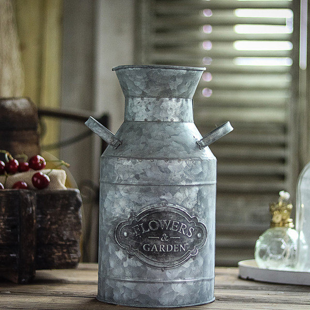 Vintage American Milk Jar Vase Flower Pot Metal Vase Garden Home Furnishing Decoration Decoration Vintage American Milk Jar Vase Flower Pot Metal Vase Garden Home Furnishing Decoration Decoration