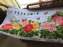 Handmade finished peony flower cross stitch peony flower blossoms rich spring six feet peony flower living room 2 meters modern simple