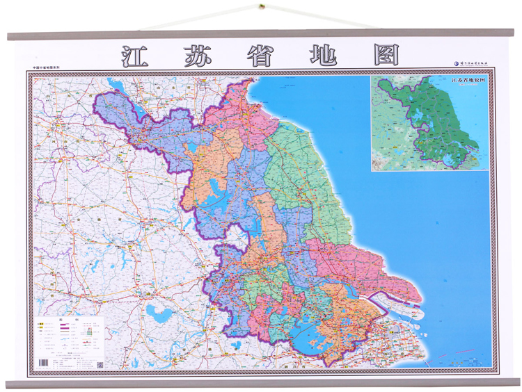 精装江苏地图江苏省地图挂图14米x1米政区交通地形机场铁路高速高清