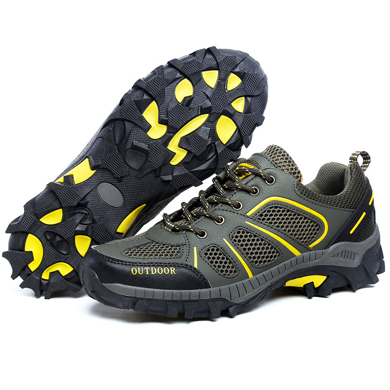 情侣款户外运动鞋登山鞋夏季单层网布透气防滑耐磨越野徒步跑步鞋_5折